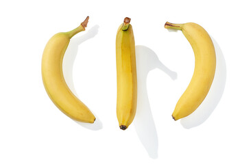 Yellow banana on white background