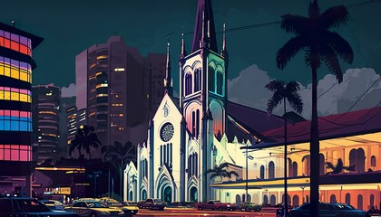 Equatorial Guinea Malabo cityscape . Creative illustration. (Ai Generate)