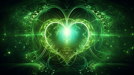 Visualize a vibrant, green light at your heart center, bringing balance and harmony to your emotions. Generative AI