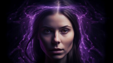 Visualize a deep, purple light at the top of your head, connecting you to the universal energy and cosmic consciousness. Generative AI