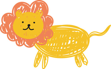 Drawing lion animal in pencil