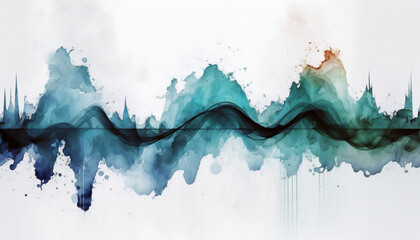 Obraz premium Colorful Music Waveform, isolated on white background - watercolor style illustration background by Generative Ai