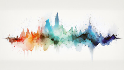 Colorful Music Waveform, isolated on white background - watercolor style illustration background by Generative Ai