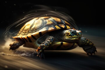 Fototapeta na wymiar The Fastest speedy Turtle in the World, GENERATIVE AI