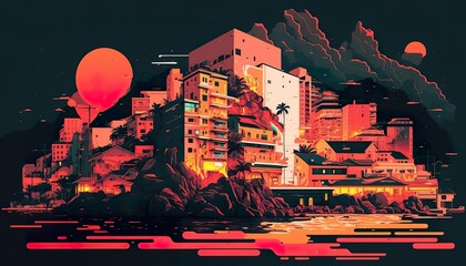Monaco cityscape . Creative illustration. (Ai Generate)