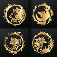 Logo abstract wolf design collection for branding for coporate identity