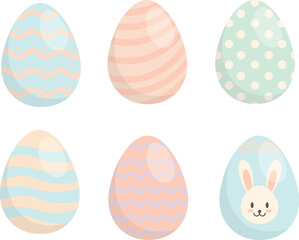 Easter Eggs. Set of vector illustrations. Colored Easter eggs. pastel colors