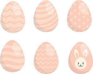 Easter Eggs. Set of vector illustrations. Colored Easter eggs. Pastel color. pink