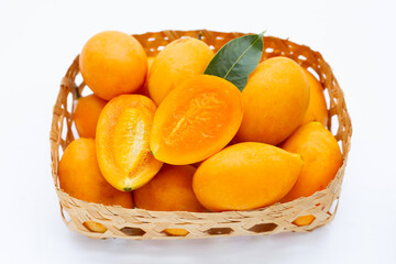 Marian plum fruit isolated on white background