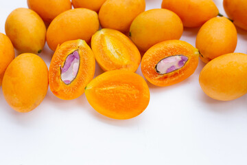 Marian plum fruit isolated on white background