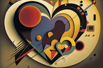 Abstract heart painting art, generative ai