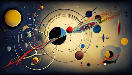 Abstract solar system painting art, generative ai