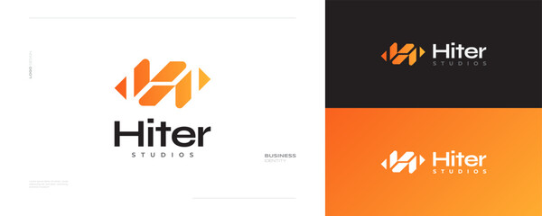 Modern and Geometric Letter H Logo Design with Orange Gradient Style. Suitable for Business and Technology Company Logo