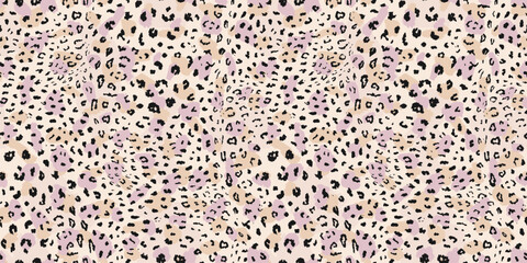 Leopard print pattern. Vector seamless background. Animal skin texture of jaguar, leopard, cheetah, panther, puma. Jungle wildlife theme. Pattern with spots. Pastel colours. Repeat decorative design
