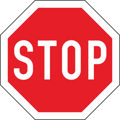 German, Austria and Swiss road traffic Stop sign from the vienna convention. German traffic sign stop on checked transparent background. Vector illustration. Eps 10 vector file. © de-nue-pic