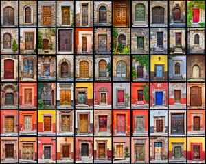 A collage of old doors ideal for a printed poster