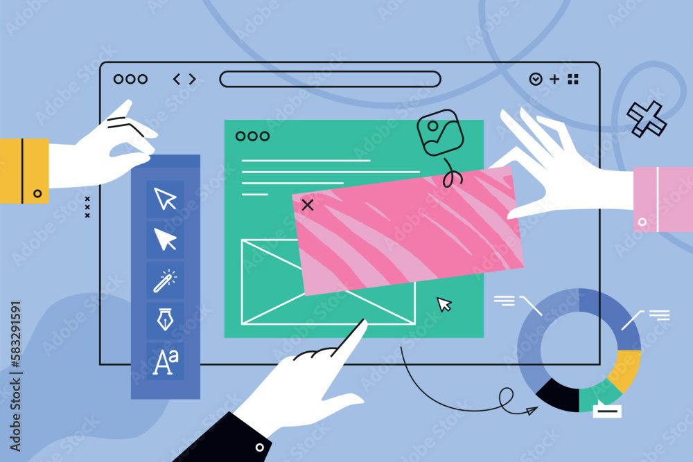 Canvas Prints vector illustration of web design and development. creative concept for web banner, social media ban