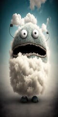 Obraz premium Funny monster made of cloud childs imagination, concept of Creativity, created with Generative AI technology