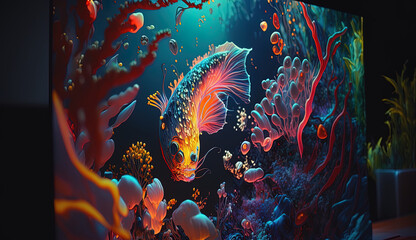 Ilustração super colorida e detalhada no estilo oceano