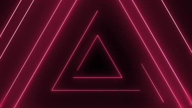 Glowing neon triangles animated graphic on black background