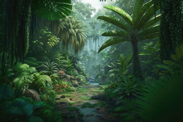 Fototapeta premium tropical forest in the jungle- made with generative ai