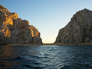 Fototapeta na wymiar Playa del Amor (Lover's Beach), a popular swimming hole (though not accessible except by boat) in Cabo San Lucas