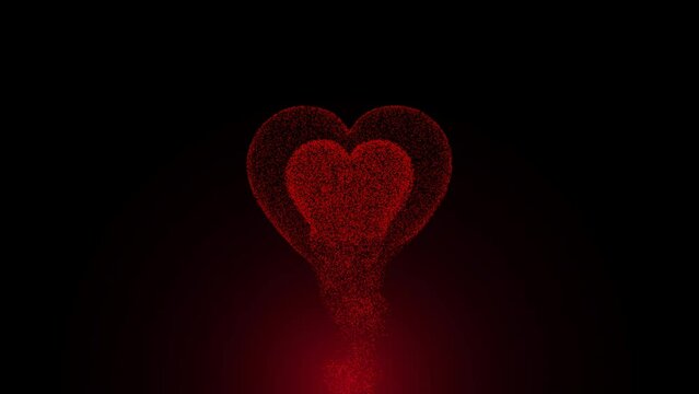 Red Heart Particles. This is a standard motion graphic showing a red heart from which red particles are showered. 
