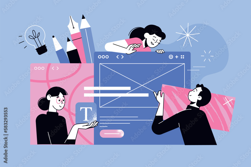 Wall mural vector illustration of web design and development. creative concept for web banner, social media ban