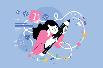 Vector illustration of graphic design and creativity. Creative concept for web banner, social media banner, business presentation, marketing material.