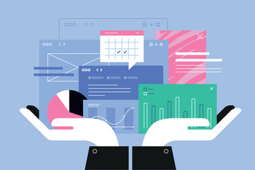 Vector illustration of seo, web analytics. Creative concept for web banner, social media banner, business presentation, marketing material.