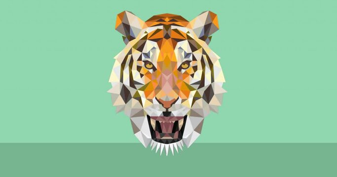 Animation of tiger icon on green black background