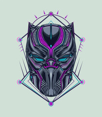 black panther illustrations in a neon vibe for logo designs, t-shirts, emblems, badges, embroidery and other print designs