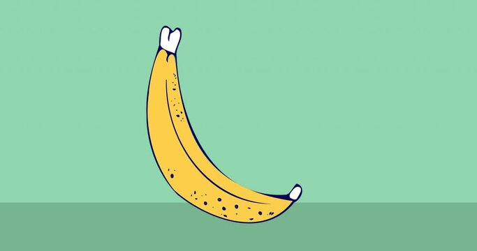 Animation of banana icon on green black background