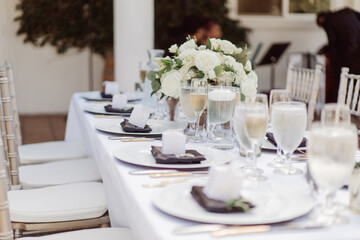 set tables waiting for the guests of the wedding ceremony