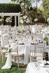 set tables waiting for the guests of the wedding ceremony