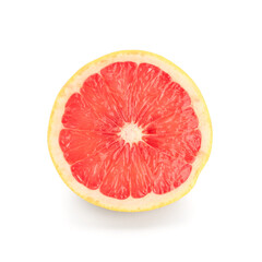 Half of juicy grapefruit on white background