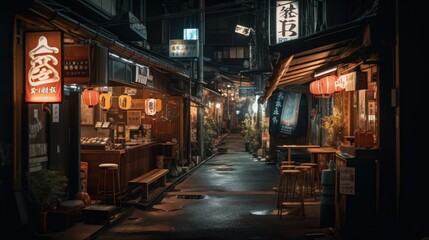 Fototapeta na wymiar Foodie Adventures: Exploring Japan's Ramen Houses at Night, GENERATIVE AI