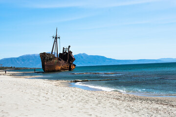 Rusty shipwreck ,Greece.