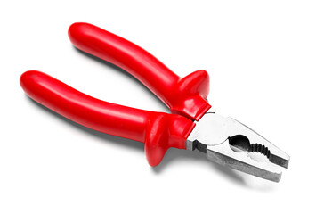 Red pliers isolated on white background
