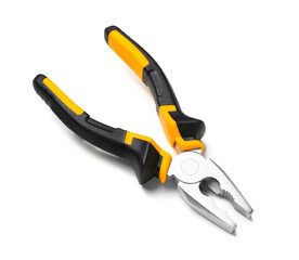 Orange pliers isolated on white background