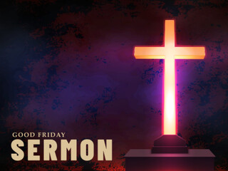 Good Friday background with a glowing Christian shrine