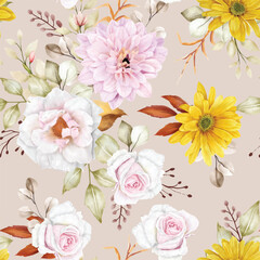 Fototapeta na wymiar floral summer seamless pattern illustration