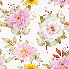 floral summer seamless pattern illustration