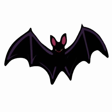 A digital AI-generated image of a dark cartoon bat on a white background.