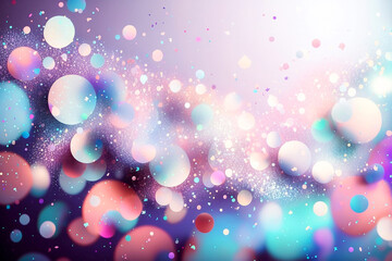 Obraz na płótnie Canvas Blue, pink and lilac confetti on a pastel background. copy space, Generative AI