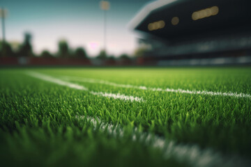 white lines stadium markings on the stadium green lawn Generative AI