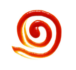 Spiral made of tasty ketchup isolated on white background