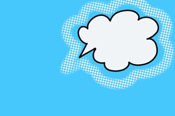 Empty pop art speech bubble on blue background pop art style illustration