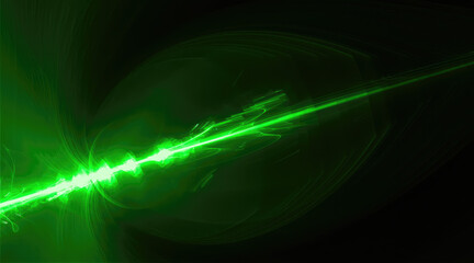 A green laser beam in the dark