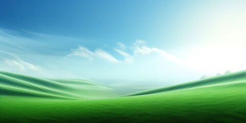 Obraz na płótnie Canvas Green background illustration with mountains and fields